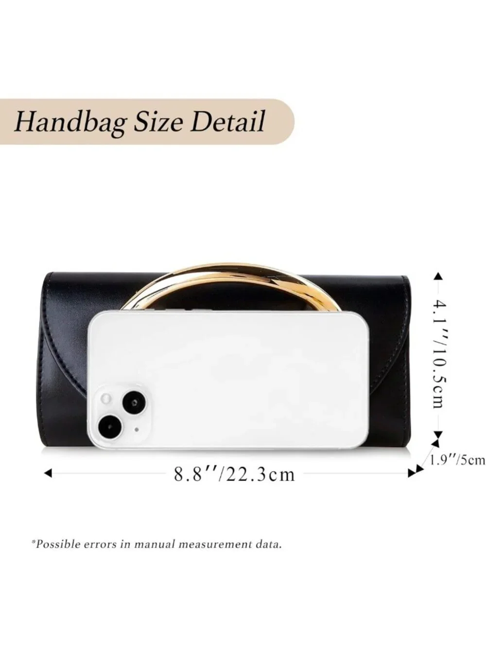 Chic Evening Clutch Purse with Metal Handle & Chain Strap - Perfect for Events